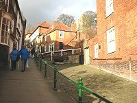 Looking up Lincoln's Steep Hill